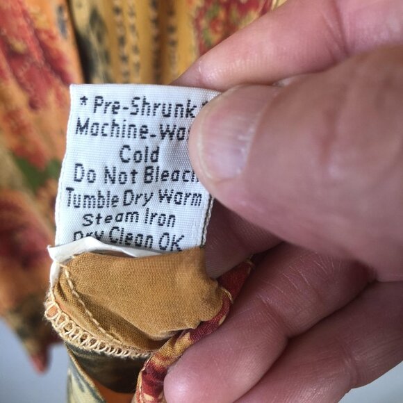 Tianello Shirt Womens Small Patchwork Floral Rayon Boho Made USA Button Front - Picture 7 of 16